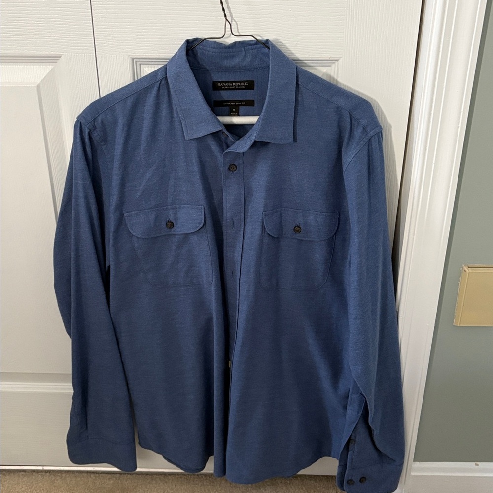 Banana Republic Ultra-Soft Blue Flannel Shirt